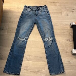 American Eagle Outfitters Blue Ripped Flare Jeans